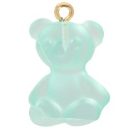 Breloque ourson 24x17 mm en acrylique transparente - Bleu x1