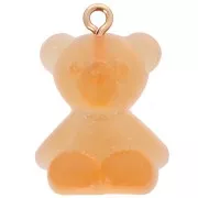 Breloque ourson 25x18 mm en acrylique transparente - Orange x1