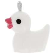 Breloque canard en résine 19x16 mm - Blanc x1|raw }}
