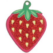Pendentif fraise 42x33 mm en plexiglas - Rouge pailleté x1|raw }}