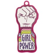 Pendentif poing fermé 48.5x22 mm en plexiglas - Girl Power - Prune - Blanc x1|raw }}