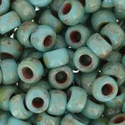 Rocailles Matubo 7/0 - 3.5 mm Green Turquoise Silver Picasso x10g