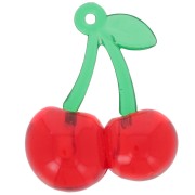 Pendentif cerise 32x26 mm en acrylique - Rouge - Vert x1|raw }}