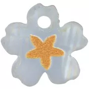 Breloque fleur motif étoile 12 mm en plexiglas - Bleu - Moutarde x1