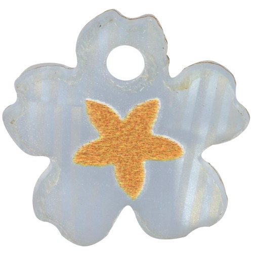 Breloque fleur motif étoile 12 mm en plexiglas - Bleu - Moutarde x1