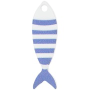 Pendentif poisson rayé 32x10 mm en plexiglas - Blanc - Bleu x1|raw }}
