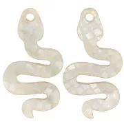 Pendentif serpent 29.5x16 mm en plexiglas - Effet mosaïque - Gris pailleté x1