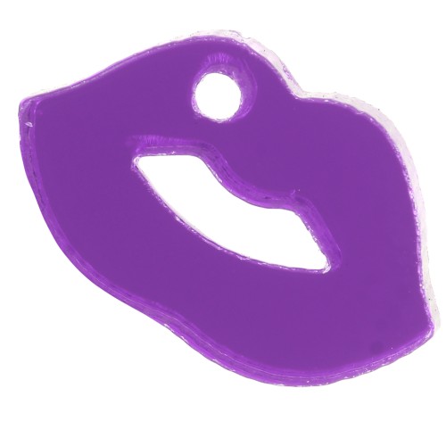 Breloque bouche 10x17 mm en plexiglas - effet miroir - Violet x1