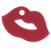 Breloque bouche 10x17 mm en plexiglas - effet miroir - Rouge x1
