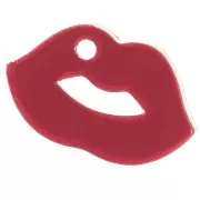 Breloque bouche 10x17 mm en plexiglas - effet miroir - Rouge x1