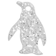 Breloque pingouin 17.5x13 mm en plexiglas - Pailleté Argenté x1|raw }}