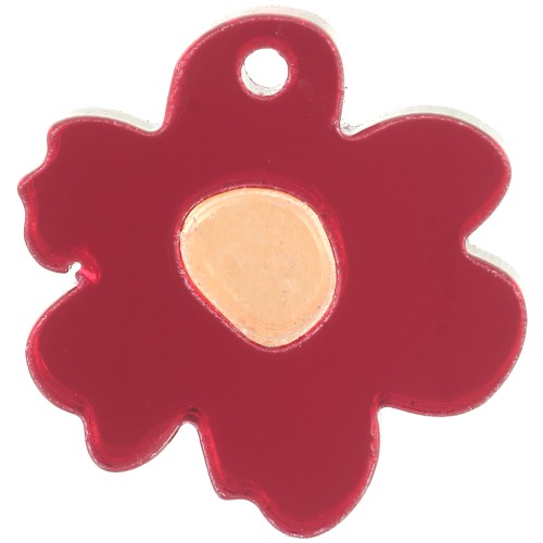 Breloque fleur bicolore 18.5 mm en plexiglas - effet miroir - Rouge - Orange x1