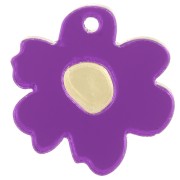 Breloque fleur bicolore 18.5 mm en plexiglas - effet miroir - Violet - Doré x1|raw }}