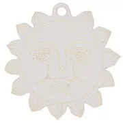 Pendentif soleil motif visage 30 mm - en plexiglas - effet miroir - Doré x1