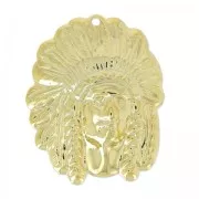 Pendentif indien 30 mm Doré à l'or fin x1