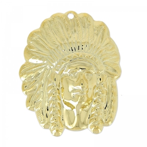 Pendentif indien 30 mm Doré à l'or fin x1