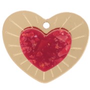 Pendentif coeur en relief 25x29 mm en plexiglas - Doré - Rouge pailleté x1|raw }}