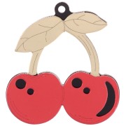 Pendentif cerises 48.5x45 mm en plexiglas - effet miroir - Doré - Rouge x1|raw }}