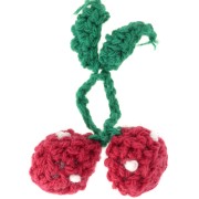 Pendentif cerises au crochet 43x38 mm - Rouge - Vert x1|raw }}