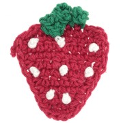 Pendentif fraise au crochet 40x33 mm - Rouge - Vert x1