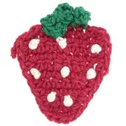 Pendentif fraise au crochet 40x33 mm - Rouge - Vert x1