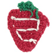 Pendentif fraise au crochet 40x33 mm - Rouge - Vert x1