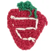 Pendentif fraise au crochet 40x33 mm - Rouge - Vert x1