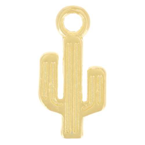 Breloque cactus 15x7.5 mm - Doré à l'or fin x1