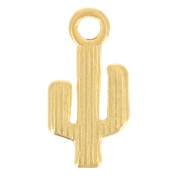 Breloque cactus 15x7.5 mm - Doré à l'or fin x1
