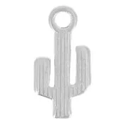 Breloque cactus 15x7.5 mm - Placage Argent fin vieilli x1