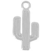 Pendentif cactus 25x13 mm - Placage Argent fin vieilli x1|raw }}