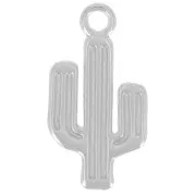 Pendentif cactus 25x13 mm - Placage Argent fin vieilli x1