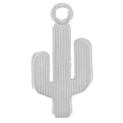 Pendentif cactus 25x13 mm - Placage Argent fin vieilli x1