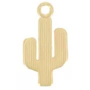 Pendentif cactus 25x13 mm - Doré à l'or fin x1