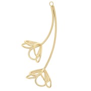 Pendentifs fleurs en 3D 61x37 mm - Acier inoxydable 304L Doré x2|raw }}