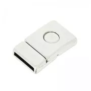 Fermoir aimanté 31x18 mm pour lacet 14 mm - Placage Argent fin vieilli x1
