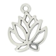 Breloque fleur de lotus 23x19 mm Placage Argent fin vieilli x1