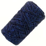 Bobine de cordon en coton pour macramé Cotton Air Glitter 1 mm - Bleu Marine x90m