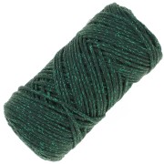 Bobine de cordon en coton pour macramé Cotton Air Glitter 1 mm Vert Bouteille x90m
