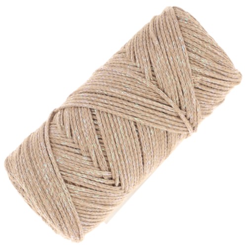 Bobine de cordon en coton pour macramé Cotton Air Glitter 1 mm - Camel x90m