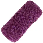Bobine de cordon en coton pour macramé Cotton Air Glitter 1 mm - Prune x90m