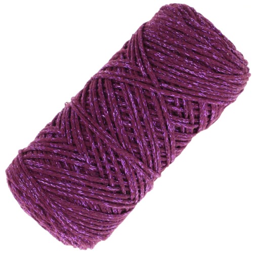 Bobine de cordon en coton pour macramé Cotton Air Glitter 1 mm - Prune x90m