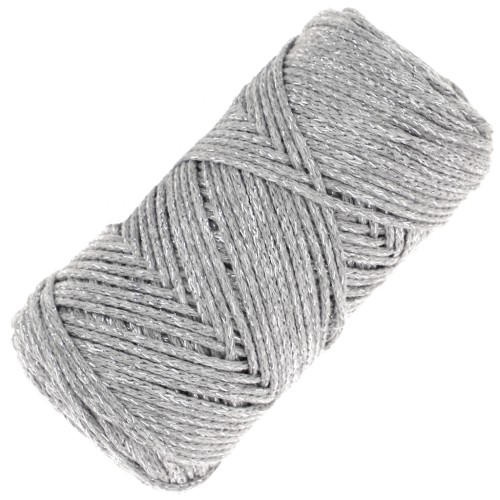 Bobine de cordon en coton pour macramé Cotton Air Glitter 1 mm - Argenté x90m