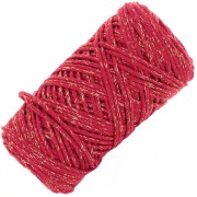 Bobine de cordon en coton pour macramé Cotton Air Glitter 1 mm - Rouge x90m|raw }}