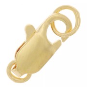 Fermoir mousqueton allongé avec anneaux fermés 12 mm - Doré x1|raw }}
