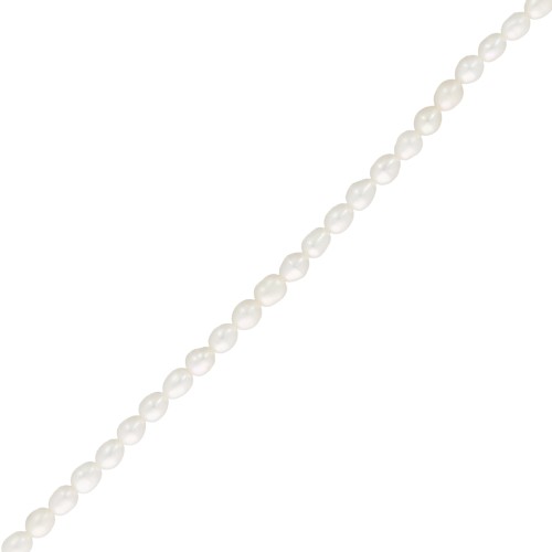 Perles d'eau douce grain de riz 5x4.5 mm - Grade AA - Blanc x36 cm
