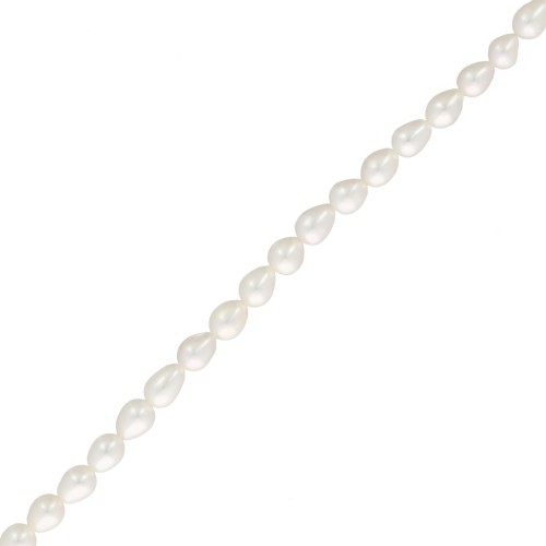 Perles d'eau douce grain de riz 7x6 mm - Grade AAA - Blanc x39 cm