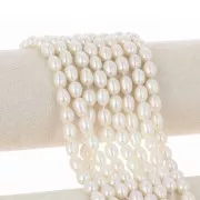 Perles d'eau douce grain de riz 9x7 mm - Grade AA - Blanc x6