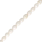 Perles d'eau douce grain de riz 13x11 mm - Grade A - Blanc x 38cm|raw }}