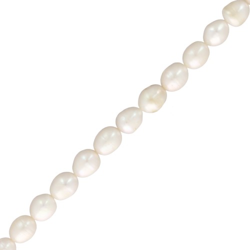 Perles d'eau douce grain de riz 13x11 mm - Grade A - Blanc x 38cm